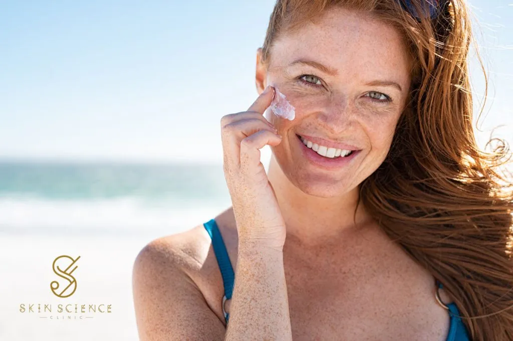 Sun protection applied to the face