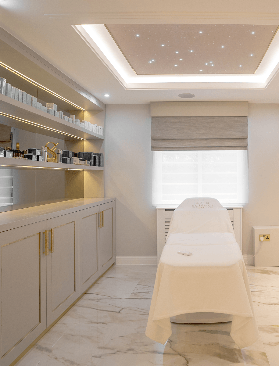 A treatment room on the second floor at Skin Science Clinic