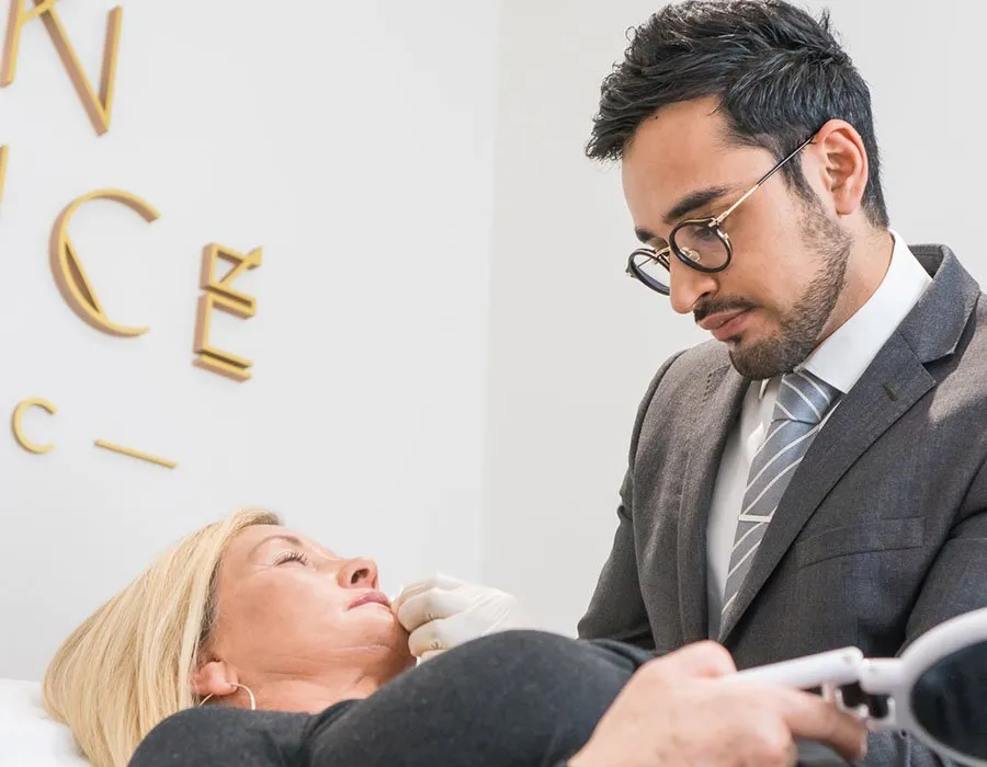 Dr Adil injecting Botox at Skin Science Clinic in London