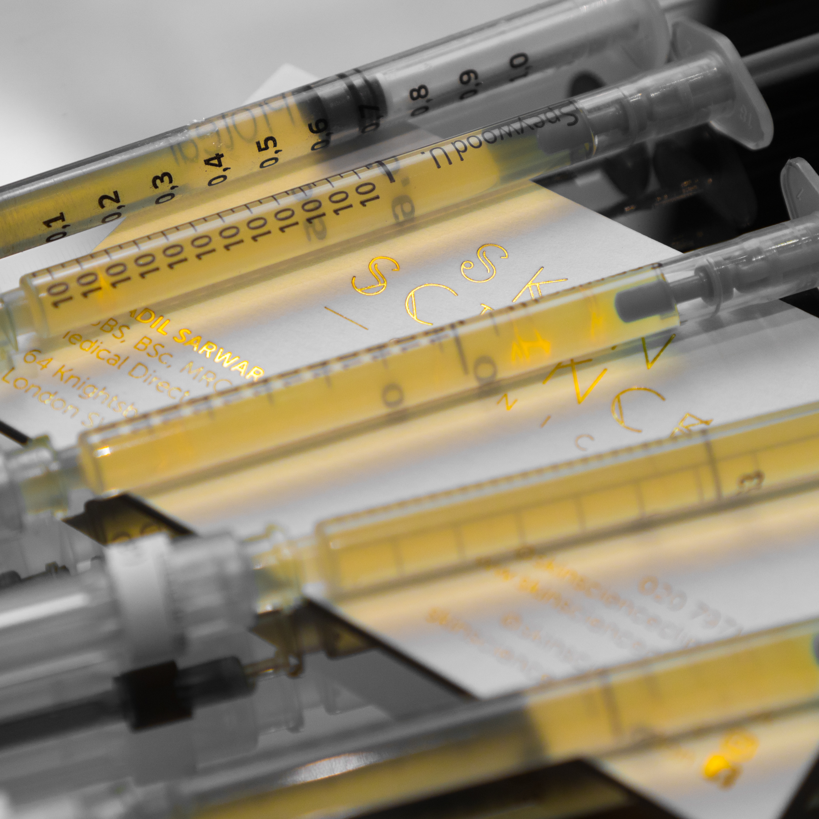 A set of PRP hair needles at Skin Science Clinic in London